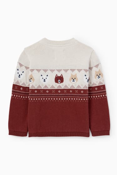 Baby Buben - Waldtiere - Baby-Pullover - braun / cremeweiß