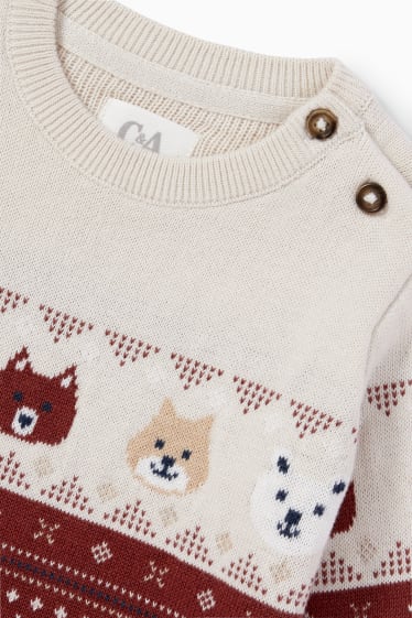 Baby Buben - Waldtiere - Baby-Pullover - braun / cremeweiß