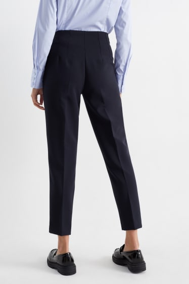 Donna - Pantaloni di stoffa - vita alta - tapered fit - blu scuro