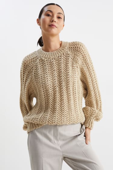 Damen - Pullover - beige