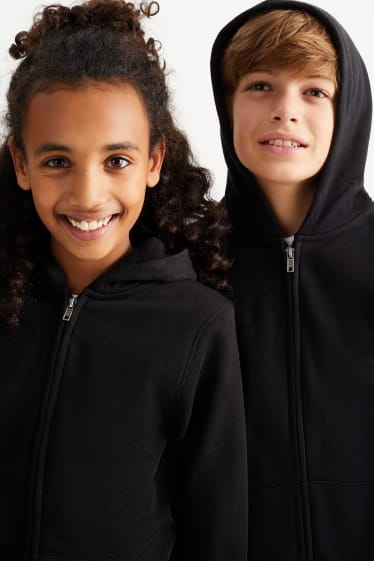 Copii - Hanorac cu fermoar și glugă - genderneutral - negru