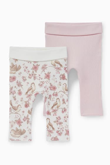Baby: meisjes - Set van 2 - vogeltje - babylegging - crème wit