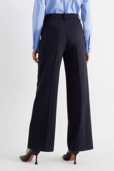 Dames - Business-broek - high waist - wide leg - Mix & Match - donkerblauw