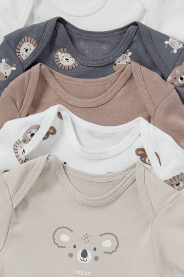 Babys - Multipack 5er - Wildtiere - Baby-Body - taupe