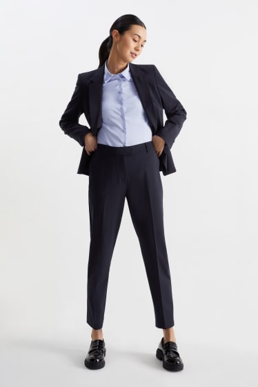 Dames - Business-broek - mid waist - slim fit - Mix & Match - donkerblauw