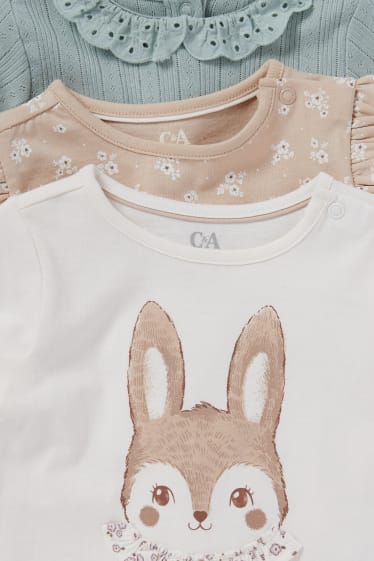 Miminka - Multipack 3 ks - motiv zajíčka - tričko s dlouhým rukávem pro miminka - krémově bílá