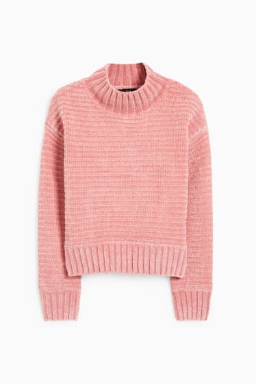 Enfants filles - Pull en chenille - rose