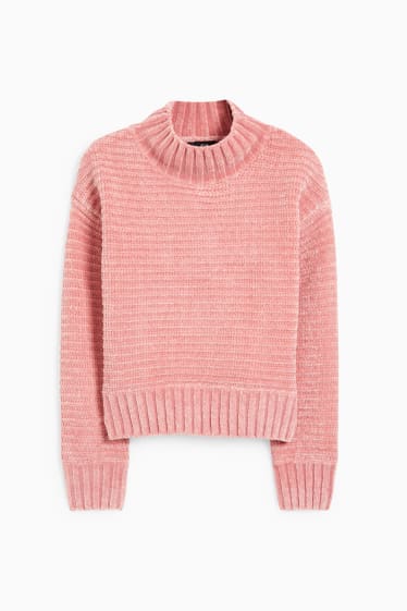 Enfants - Pull en chenille - rose