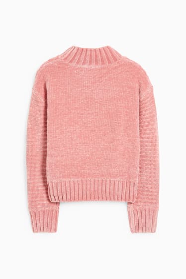 Enfants filles - Pull en chenille - rose