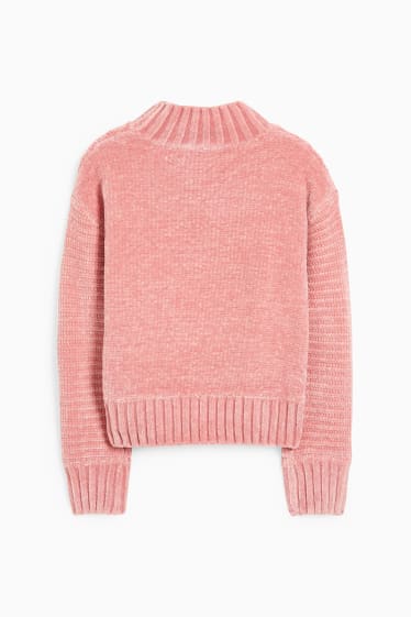 Enfants - Pull en chenille - rose