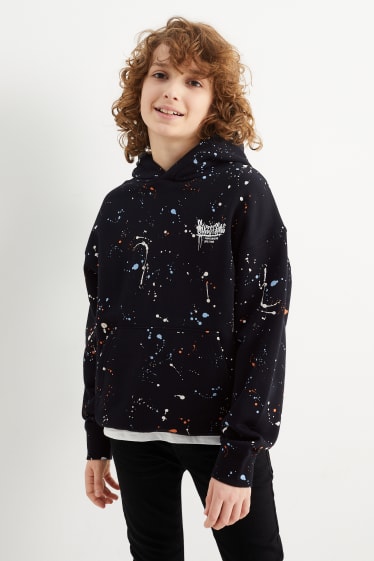 Kinderen: jongens - Hoodie - met patroon - zwart