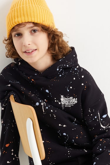 Kinderen: jongens - Hoodie - met patroon - zwart