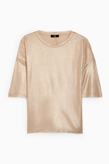Damen - T-Shirt - glänzend - gold