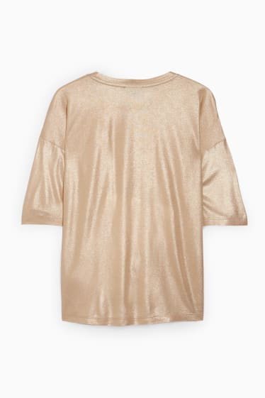 Damen - T-Shirt - glänzend - gold