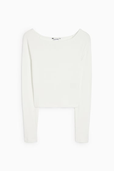 Mujer - CLOCKHOUSE - camiseta crop de manga larga - blanco roto