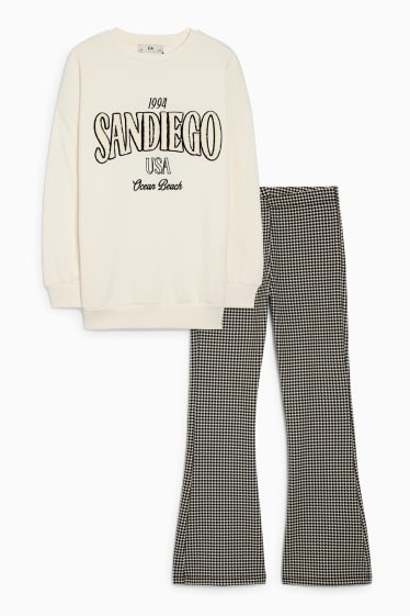 Kinder Mädchen - Set - Sweatshirt und Flared Leggings - 2 teilig - cremeweiß