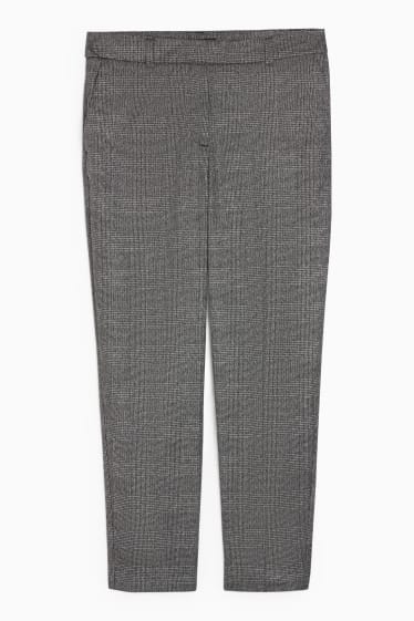 Women - Cloth trousers - mid-rise waist - cigarette fit - check - dark gray