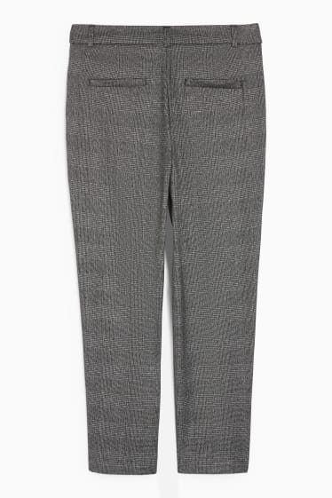 Women - Cloth trousers - mid-rise waist - cigarette fit - check - dark gray