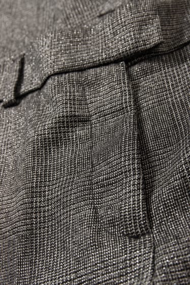 Women - Cloth trousers - mid-rise waist - cigarette fit - check - dark gray