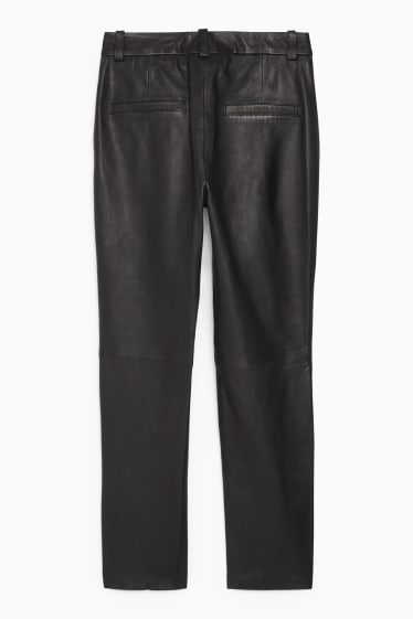 Femmes - Pantalon de cuir - high waist - tapered fit - noir