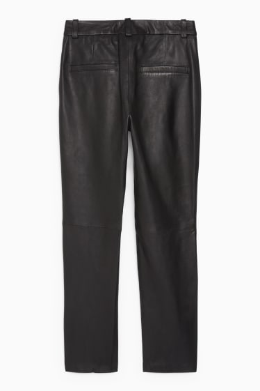 Femei - Pantaloni din piele - talie înaltă - tapered fit - negru