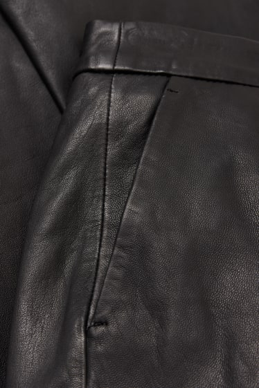 Damen - Lederhose - High Waist - Tapered Fit - schwarz