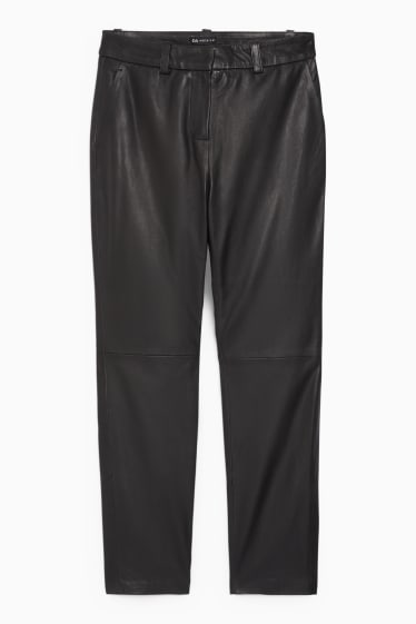 Femei - Pantaloni din piele - talie înaltă - tapered fit - negru