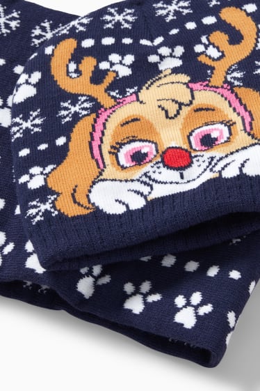 Kinderen: meisjes - Paw Patrol - set - gebreide muts en colsjaal - 2-delig - donkerblauw