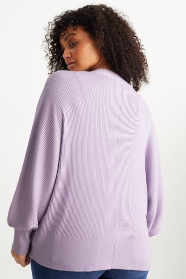 Femei - Cardigan tricotat - reiat - violet deschis