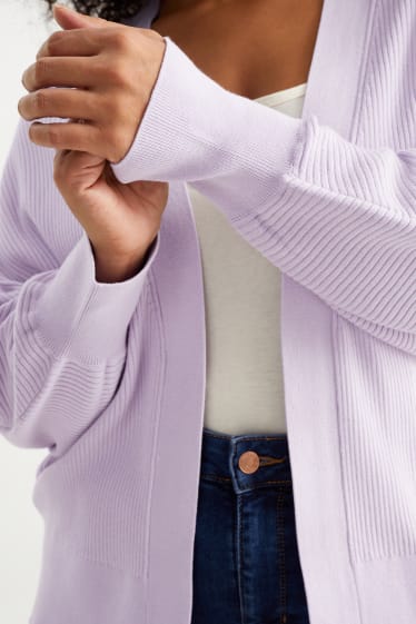 Femei - Cardigan tricotat - reiat - violet deschis