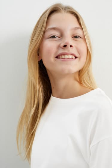 Kinder Mädchen - Langarmshirt - schneeweiß