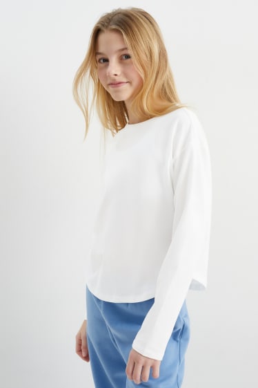 Kinder Mädchen - Langarmshirt - schneeweiß