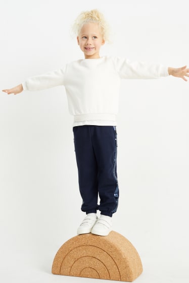 Dzieci - Spodnie dresowe - efekt połysku - ciemnoniebieski