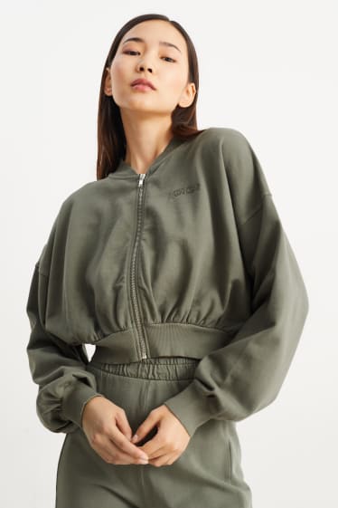 Damen - Crop Sweat-Blouson - khaki
