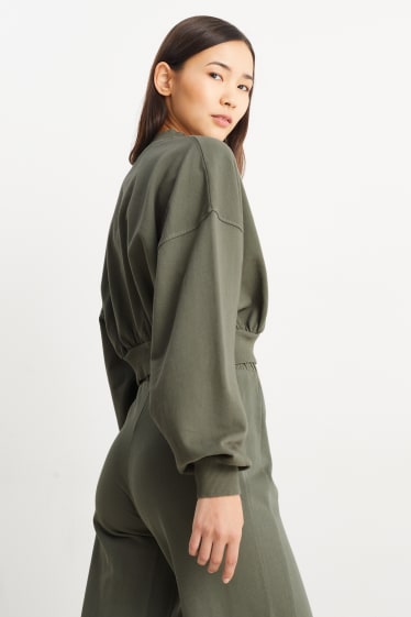 Damen - Crop Sweat-Blouson - khaki