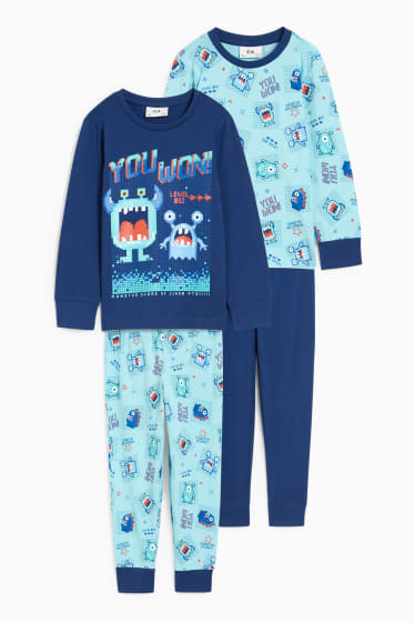 Kinder - Multipack 2er - Pyjama - 4 teilig - hellblau