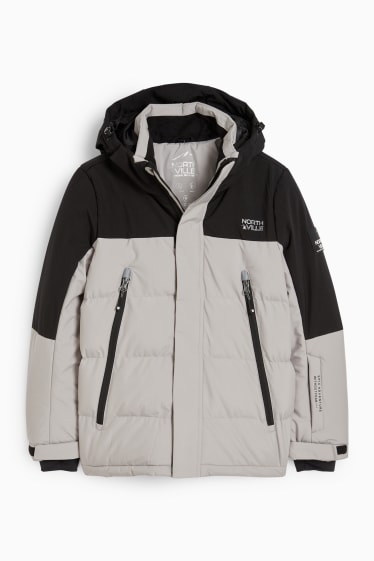 Enfants garçons - Veste de ski à capuche - déperlante - gris