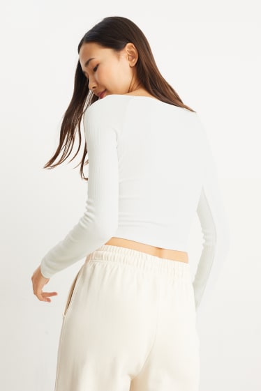 Donna - CLOCKHOUSE - maglia a maniche lunghe dal taglio corto - bianco crema