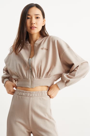 Damen - Crop Sweat-Blouson - beige