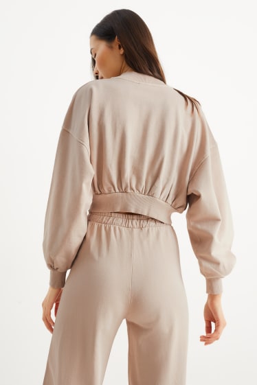 Damen - Crop Sweat-Blouson - beige