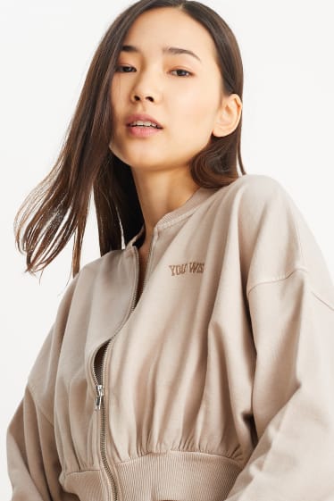 Damen - Crop Sweat-Blouson - beige