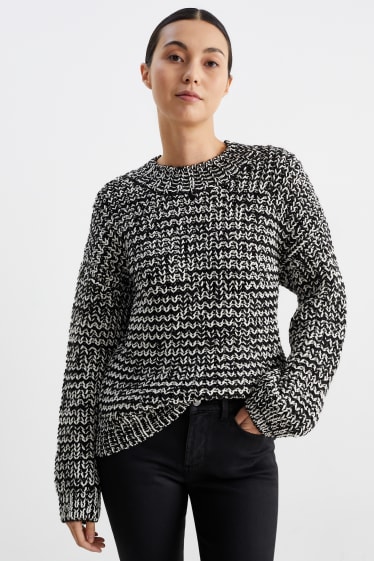 Damen - Pullover - weiß / schwarz