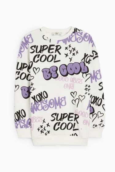 Kinder Mädchen - Graffiti - Sweatshirt - lila / weiss