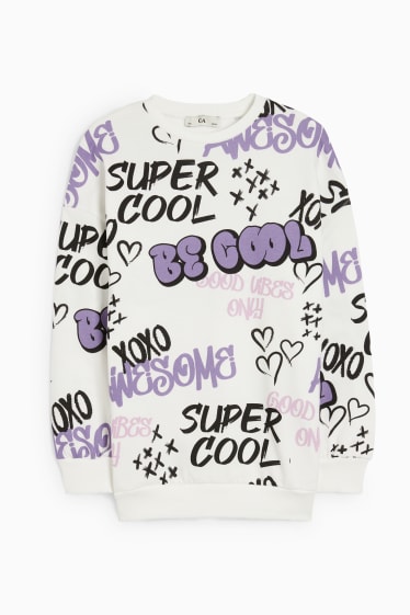 Enfants - Graffiti - sweat - violet / blanc