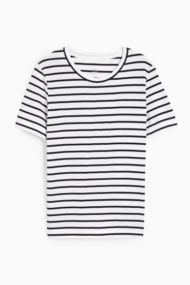 Dames - Basic T-shirt - gestreept - wit