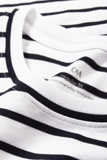Kobiety - T-shirt basic - w paski - biały