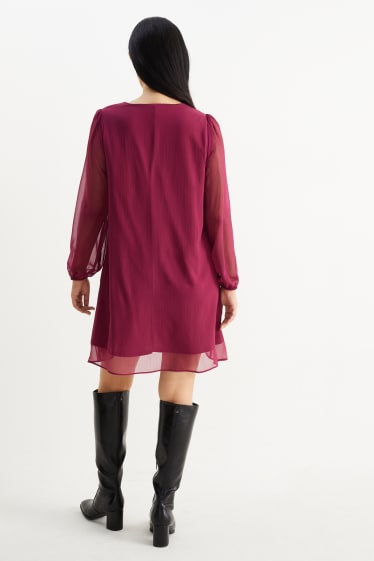 Dámské - Šifonové šaty s výstřihem ve tvaru V - fialová