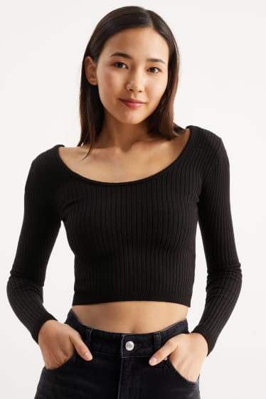 Damen - CLOCKHOUSE - Crop Pullover - schwarz