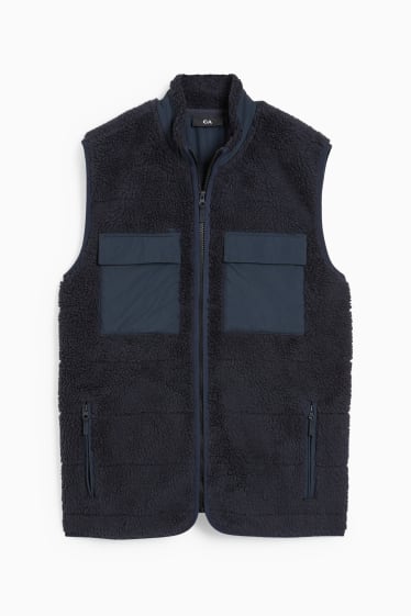 Men - Teddy fur waistcoat - THERMOLITE® - dark blue