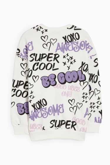 Kinder Mädchen - Graffiti - Sweatshirt - lila / weiss